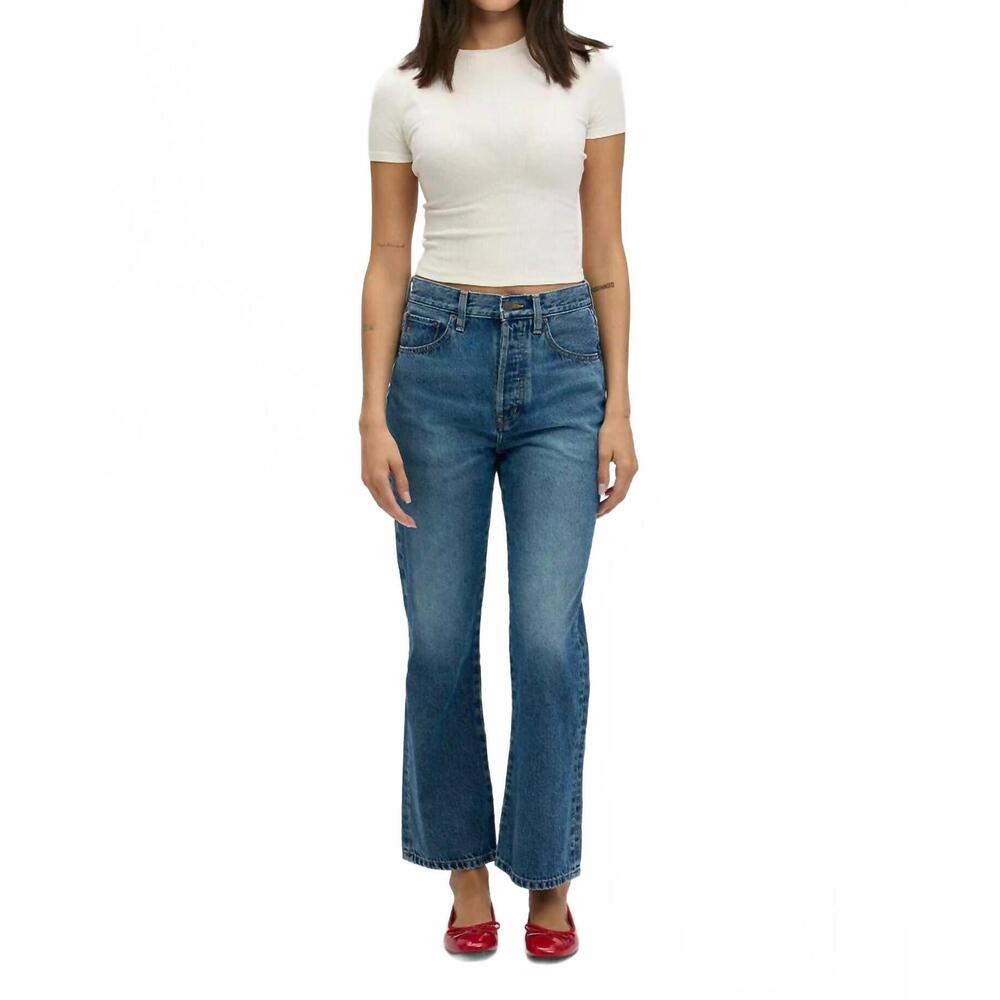 NEW ETICA kent crop flare jeans in cielo